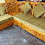 TEAK WOOD CORNER SOFA WITHOUT BACK CUSION
